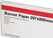 consumabili Cartoncino Banner Oki, 297x900mm Bianco, formato 29,7x90cm (90x29,7cm), 170grammi x mq. OKI09300624. Carta fotografica patinata lucida ad alta risoluzione per stampe digitali a colori OKI09300623