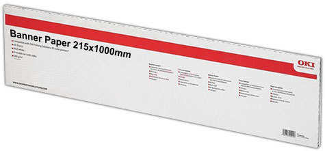 consumabili Cartoncino Banner Oki, 215x1000mm Bianco, formato 21,5x100cm (100x21,5cm), 160grammi x mq, 09300530c.