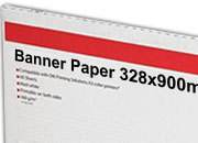 carta Cartoncino Banner Oki, 328x900mm Bianco, formato 32,8x90cm (90x32,8cm), 160grammi x mq.