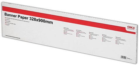carta Cartoncino Banner Oki, 328x900mm Bianco, formato 32,8x90cm (90x32,8cm), 160grammi x mq.