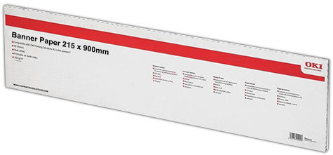 carta Cartoncino Banner Oki, 215x900mm BIANCO, formato 21,5x90cm (90x21,5cm), 170grammi x mq, Carta fotografica patinata lucida ad alta risoluzione per stampe digitali a colori.