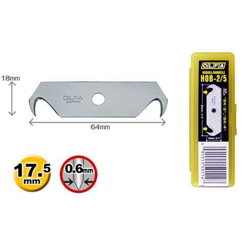 gbc Lama di ricambio HOB-2 lama a doppio uncino riaffilabile. Fornita in comodo contenitore plastico da 5 lame. Prodotto originale giapponese. MADE IN JAPAN.