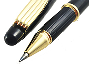 gbc Penna biro OSAMA metal-collection NERO Fusto in metallo colorato NERO, placcata in oro. Da collezione, Dimensioni: 10x140mm. completa di astuccio in ferro.