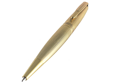 gbc Penna biro mini OSAMA ORO Fusto in metallo, placcata in oro. Tappo con pietra BLU. Da collezione, Dimensioni: 15x95mm. completa di astuccio.