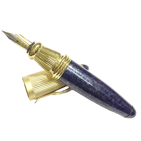 gbc Penna stilografica mini OSAMA BLU-ORO Pennino Iridium Point Germany originale. Fusto in resina acrilica, placcata in oro. Da collezione, Dimensioni: 15x95mm. completa di astuccio.