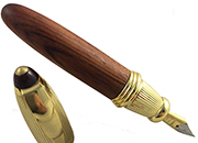 gbc Penna stilografica mini OSAMA LEGNO Pennino Iridium Point Germany originale. Fusto in legno placcata in oro. Da collezione, Dimensioni: 15x95mm. completa di astuccio OSA8