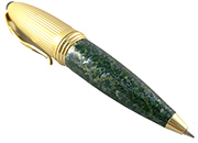 gbc Penna biro mini OSAMA VERDE-ORO Fusto in resina acrilica, placcata in oro. Da collezione, Dimensioni: 15x95mm. completa di astuccio OSA10