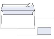 carta Buste Laser 11x23, con Finestra, Strip Bianco, formato busta 11x23cm (11x23cm), 90grammi x mq, fornita con patella aperta per la stampa laser, con Finestra 40x100mm, chiusura a strip, certificazione FSC.