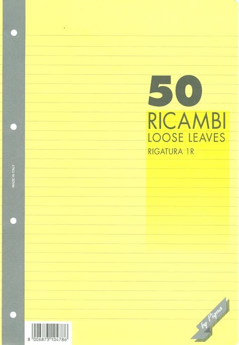 gbc Ricambi a 4 fori, formato A4, 50 fogli da 70grammi righe da 8mm, carta gialla.