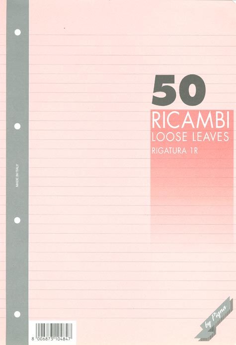 gbc Ricambi a 4 fori, formato A4, 50 fogli da 70grammi righe da 8mm, carta rosa.