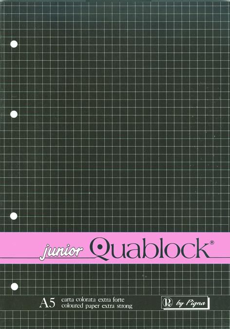 gbc BloccoCollato +4fori, A5, ROSA quadro da 5mm, carta rosa, copertina plastificata e sottoblocco in cartone rigido. Junior Quablock. 60 fogli da 70grammi.