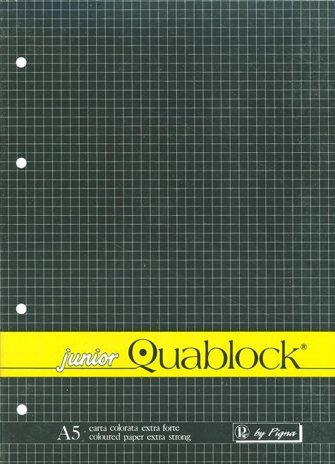 gbc Quablock4fori, formatoA5, 60fogli70grammi, quadretti4mm, GIALLO quadro da 4mm, carta gialla, copertina plastificata e sottoblocco in cartone rigido.