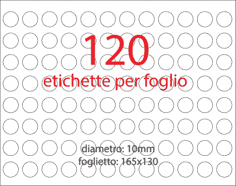 wereinaristea Etichette autoadesive Tik-Fix, a registro, diametro mm 10 COLORI ASSORTITI, in foglietti da mm 130x165, 120 etichette per foglio,   La confezione contiene 12 etichette per ognuno dei seguenti colori: GIALLO, ROSA, ARANCIONE, ROSSO, GRIGIO, VERDE, VIOLA, AZZURRO, MARRONE, NERO.