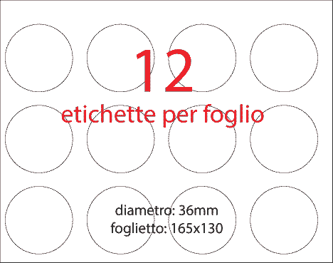 wereinaristea EtichetteAutoadesive aRegistro, diametro 36 GIALLO, in foglietti da 130x165, 12 etichette per foglio.