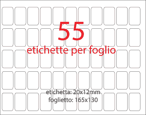 wereinaristea EtichetteAutoadesive aRegistro, 20x12mm(12x20) In foglietti da 130x165, 55 etichette per foglio.