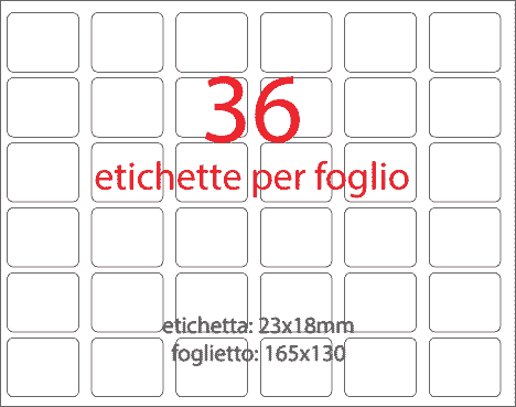 wereinaristea EtichetteAutoadesive . aRegistro . 23x18mm(18x23) BIANCO, in foglietti da 130x165, 36 etichette per foglio.