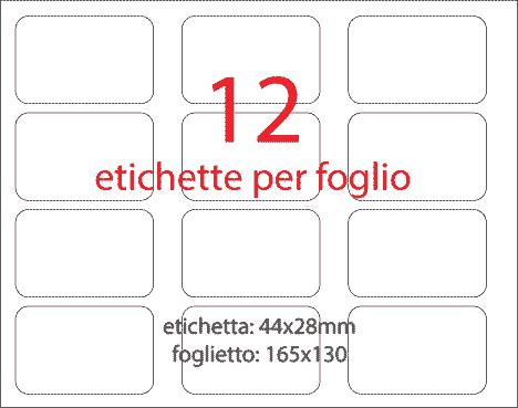 wereinaristea EtichetteAutoadesive, aRegistro, 44x28(28x44) Carta BIANCO, in foglietti da 130x165, 12 etichette per foglio.