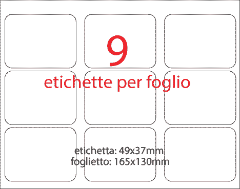 wereinaristea EtichetteAutoadesive aRegistro, 49x37mm(37x49) Carta BIANCO, in foglietti da 130x165, 9 etichette per foglio.