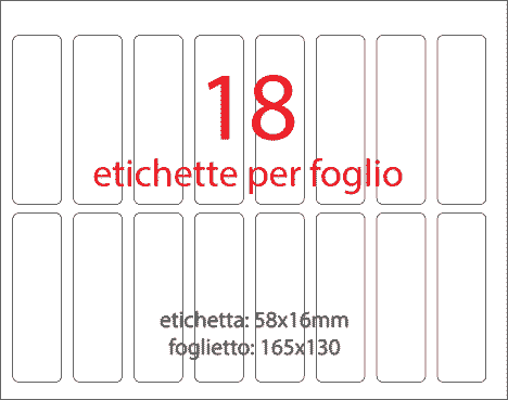 wereinaristea EtichetteAutoadesive aRegistro, 58x16mm(16x58) Carta BIANCO, in foglietti da 130x165, 16 etichette per foglio.