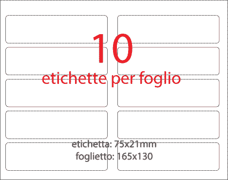 wereinaristea EtichetteAutoadesive aRegistro, 75x21mm(21x75) Carta BIANCO, in foglietti da 130x165, 10 etichette per foglio.