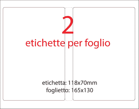 wereinaristea EtichetteAutoadesive aRegistro, 118x70mm(70x118) Carta BIANCO, in foglietti da 130x165, 2 etichette per foglio.