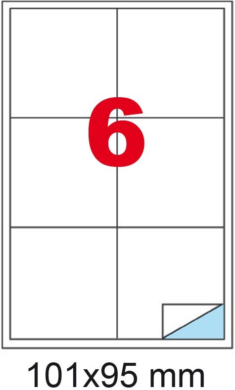 wereinaristea EtichetteAutoadesive, 101x95(95x101mm) Carta NERO, adesivo Permanente, angoli a spigolo, per ink-jet, laser e fotocopiatrici, su foglio A4 (210x297mm).