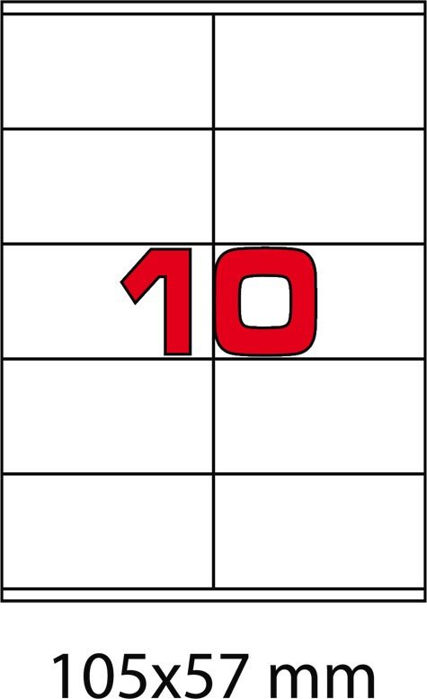 wereinaristea EtichetteAutoadesive, 105x57(57x105mm) Carta BIANCO, adesivo Permanente, angoli a spigolo, per ink-jet, laser e fotocopiatrici, su foglio A4 (210x297mm).