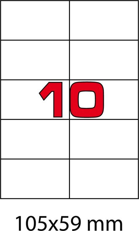 wereinaristea EtichetteAutoadesive, COPRENTE, 105x59(59x105mm) Carta BIANCO, adesivo Permanente, angoli a spigolo, per ink-jet, laser e fotocopiatrici, su foglio A4 (210x297mm).