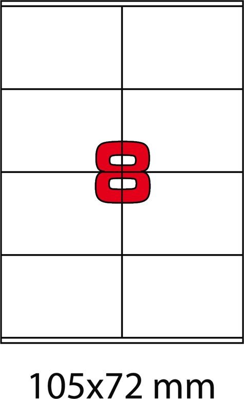 wereinaristea EtichetteAutoadesive, COPRENTE, 105x72(72x105mm) Carta BIANCO, adesivo Permanente, angoli a spigolo, per ink-jet, laser e fotocopiatrici, su foglio A4 (210x297mm).