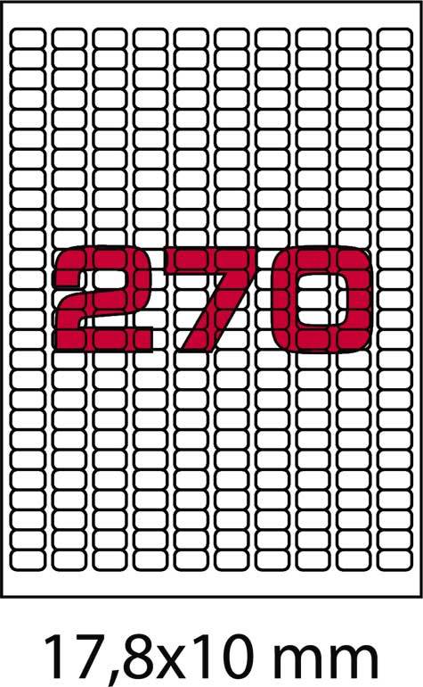 wereinaristea EtichetteAutoadesive 17,8x10mm(10x17,8) CartaVIOLA Angoli arrotondati, 270 etichette su foglio A4 (210x297mm), adesivo permanente, per ink-jet, laser e fotocopiatrici .