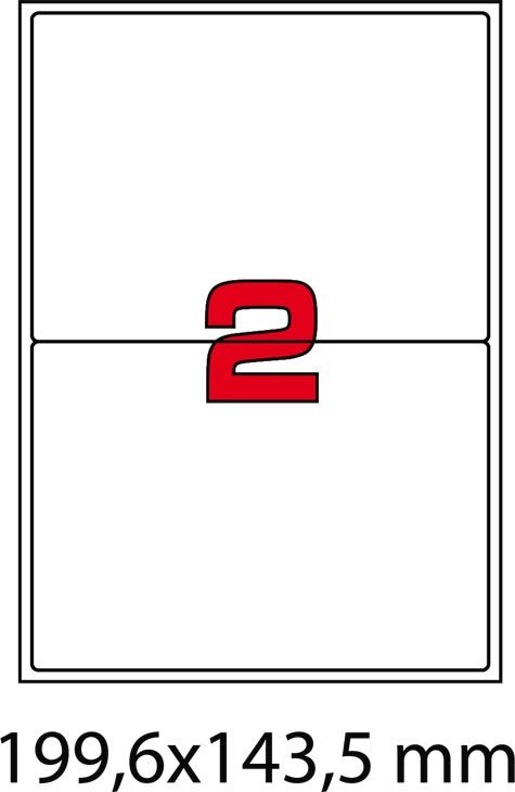 wereinaristea EtichetteAutoadesive, 199,6x143,5(143,5x199,6mm) Carta ROSSO, adesivo Permanente, angoli arrotondati, per ink-jet, laser e fotocopiatrici, su foglio A4 (210x297mm).
