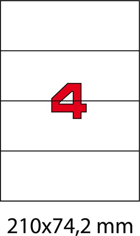 wereinaristea EtichetteAutoadesive, 210x74,25(74,25x210mm) Carta BIANCO, adesivo Permanente, angoli a spigolo, per ink-jet, laser e fotocopiatrici, su foglio A4 (210x297mm), bra3158.