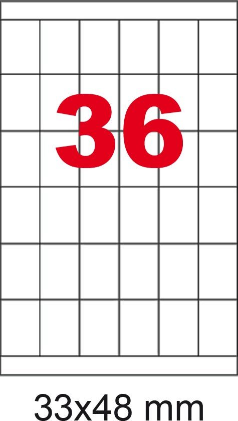 wereinaristea EtichetteAutoadesive, 33x48mm(48x33) CartaROSSA Adesivo Permanente, angoli a spigolo, per ink-jet, laser e fotocopiatrici, su foglio A4 (210x297mm).