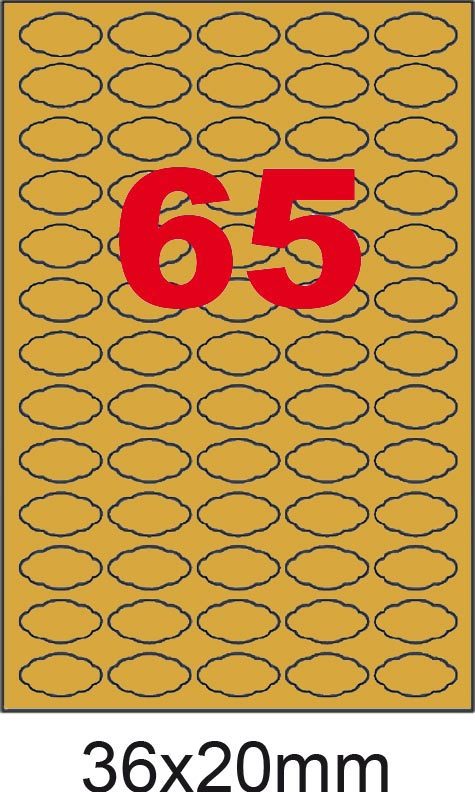 wereinaristea EtichetteAutoadesive COPRENTEoro 36x20sagomate (20x36mm) ORO, adesivo PERMANENTE, per laser e fotocopiatrici, su foglio A4 (210x297mm).