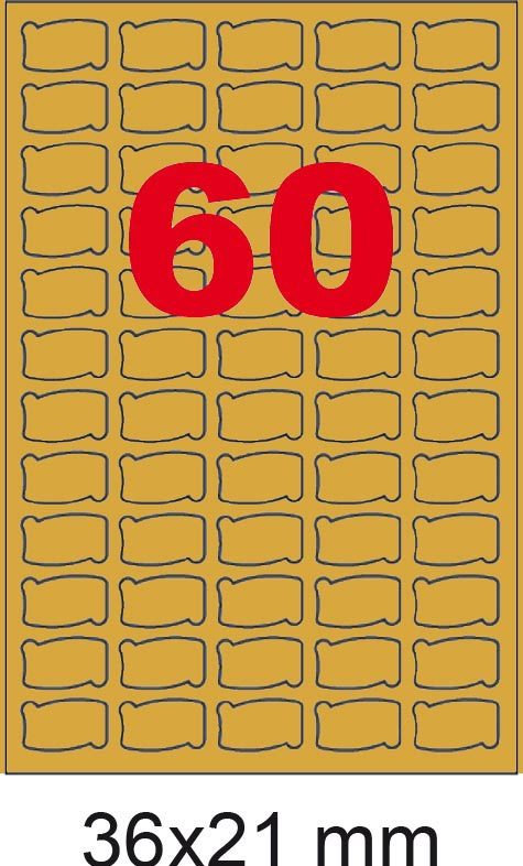 wereinaristea EtichetteAutoadesive COPRENTEoro, 36x21sagomate (21x36mm) ORO, adesivo PERMANENTE, per laser e fotocopiatrici, su foglio A4 (210x297mm).