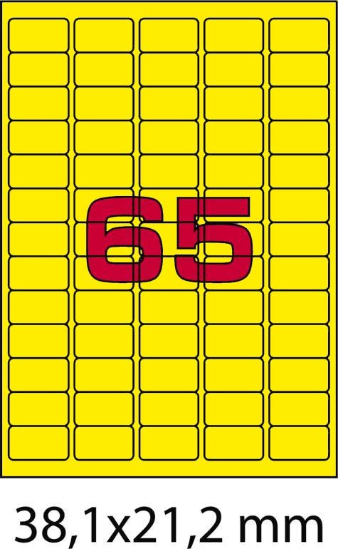 wereinaristea EtichetteAutoadesive, 38,1x21,2(21,2x38,1mm) CartaGIALLA Adesivo Permanente, angoli arrotondati, per ink-jet, laser e fotocopiatrici, su foglio A4 (210x297mm).