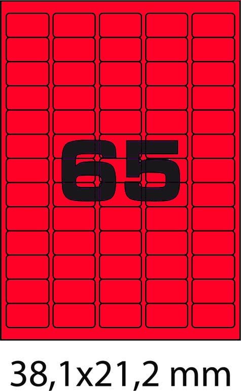 wereinaristea EtichetteAutoadesive, 38,1x21,2(21,2x38,1mm) CartaROSSA Adesivo Permanente, angoli arrotondati, per ink-jet, laser e fotocopiatrici, su foglio A4 (210x297mm).