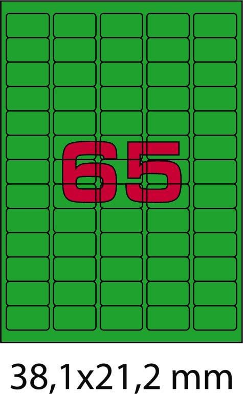 wereinaristea EtichetteAutoadesive, 38,1x21,2(21,2x38,1mm) CartaVERDE Adesivo Permanente, angoli arrotondati, per ink-jet, laser e fotocopiatrici, su foglio A4 (210x297mm).