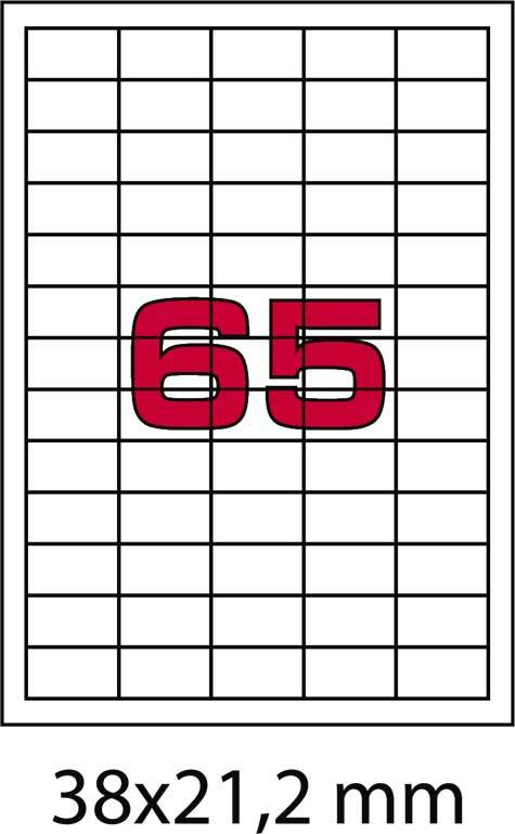 wereinaristea EtichetteAutoadesive, 38x21,2(21,2x38mm) CartaBIANCA BIANCO, adesivo Permanente, angoli a spigolo, per ink-jet, laser e fotocopiatrici, su foglio A4 (210x297mm).