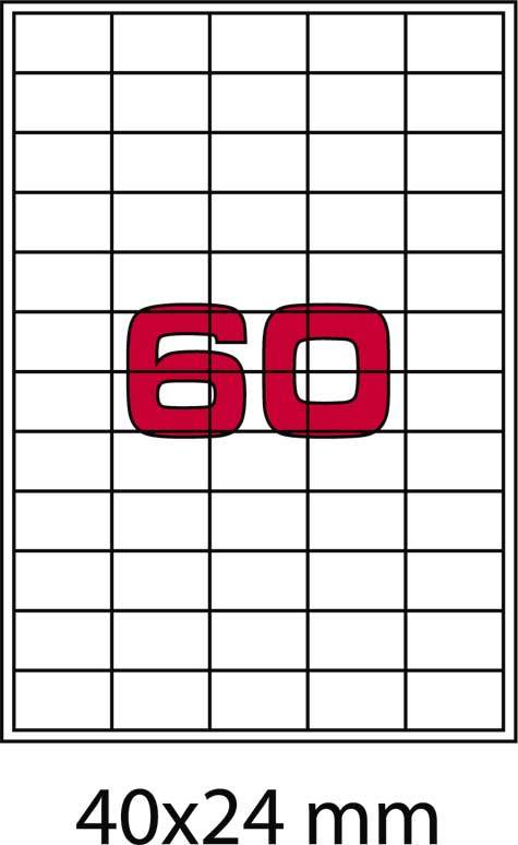 wereinaristea EtichetteAutoadesive, 40x24(24x40mm) Carta ROSSO, adesivo Permanente, angoli arrotondati, per ink-jet, laser e fotocopiatrici, su foglio A4 (210x297mm).