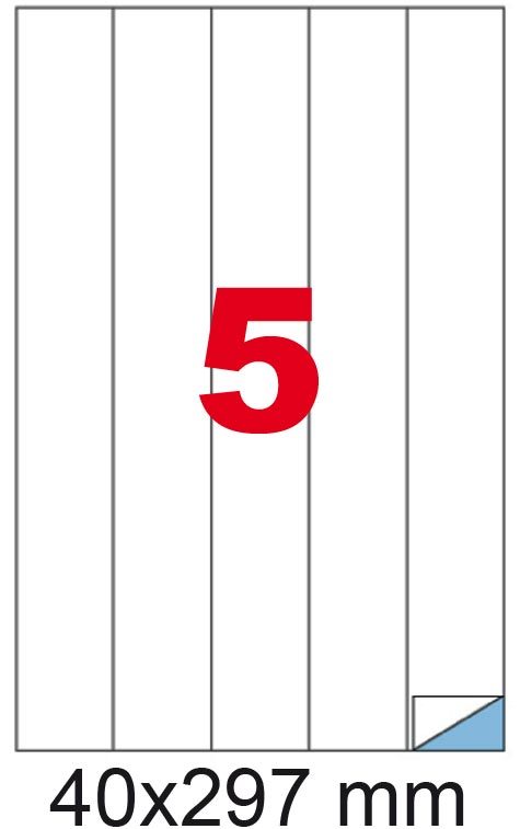 wereinaristea EtichetteAutoadesive, 40x297(297x40mm) Carta BIANCO, adesivo Permanente, angoli a spigolo, per ink-jet, laser e fotocopiatrici, su foglio A4 (210x297mm).