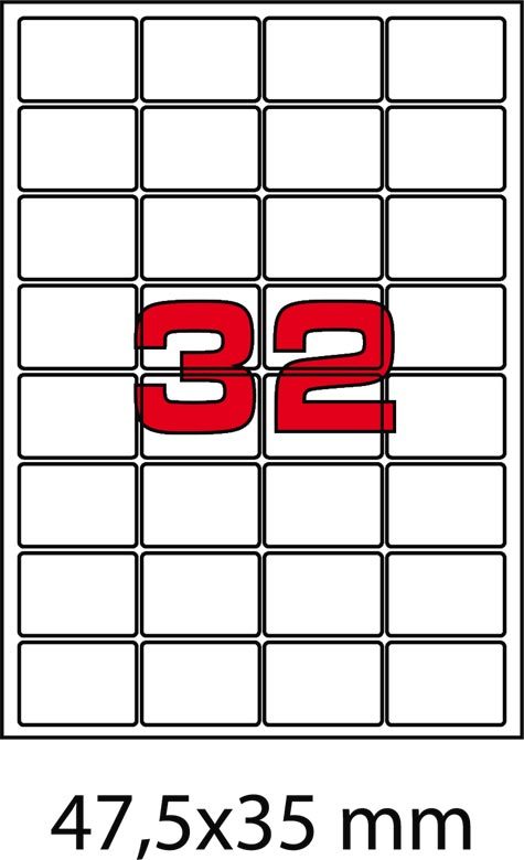 wereinaristea EtichetteAutoadesive, 47,5x35(35x47,5mm) Carta GIALLO, adesivo Permanente, angoli arrotondati, per ink-jet, laser e fotocopiatrici, su foglio A4 (210x297mm).