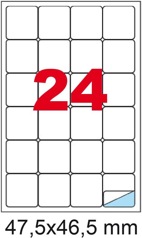 wereinaristea EtichetteAutoadesive, 47,5x46,5(46,5x47,5mm) Carta GIALLO, adesivo Permanente, angoli arrotondati, per ink-jet, laser e fotocopiatrici, su foglio A4 (210x297mm).