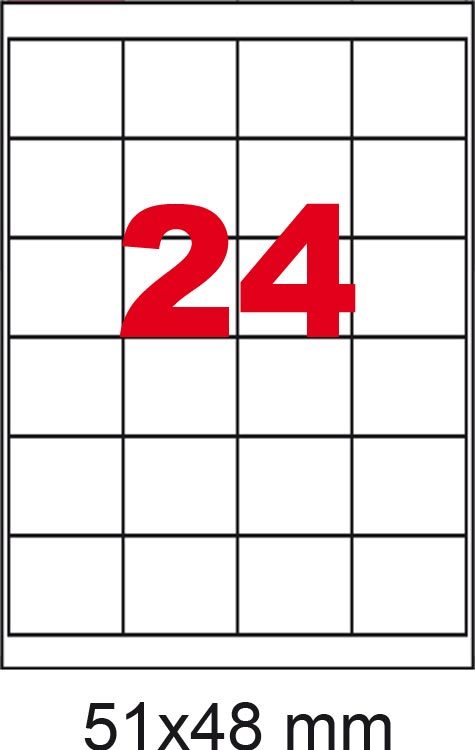 wereinaristea EtichetteAutoadesive, COPRENTE, 51x48(48x51mm) Carta BIANCO, adesivo Permanente, angoli a spigolo, per ink-jet, laser e fotocopiatrici, su foglio A4 (210x297mm).