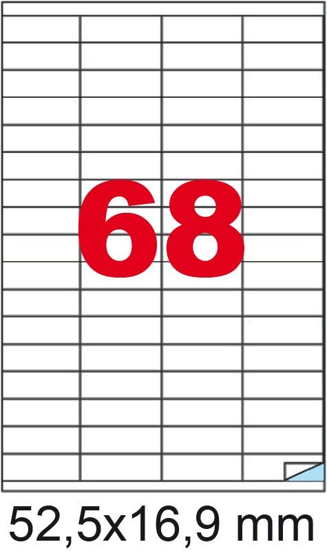 wereinaristea EtichetteAutoadesive, 52,5x16,9(16,9x52,5mm) Carta BIANCO, adesivo Permanente, angoli a spigolo, per ink-jet, laser e fotocopiatrici, su foglio A4 (210x297mm).