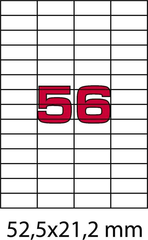 wereinaristea EtichetteAutoadesive, 52,5x21,2(21,2x52,5mm) Carta BIANCO, adesivo Permanente, angoli a spigolo, per ink-jet, laser e fotocopiatrici, su foglio A4 (210x297mm).