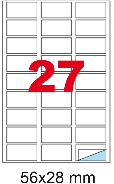 wereinaristea EtichetteAutoadesive, 56x28(28x56mm) Carta VERDE, adesivo Permanente, angoli arrotondati, per ink-jet, laser e fotocopiatrici, su foglio A4 (210x297mm).