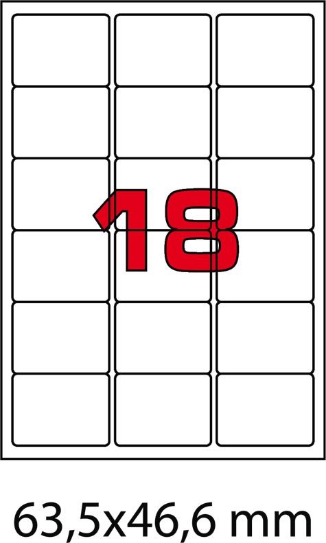 wereinaristea EtichetteAutoadesive, 63,5x46,6(46,6x63,5mm) Carta GIALLO, adesivo Permanente, angoli arrotondati, per ink-jet, laser e fotocopiatrici, su foglio A4 (210x297mm).