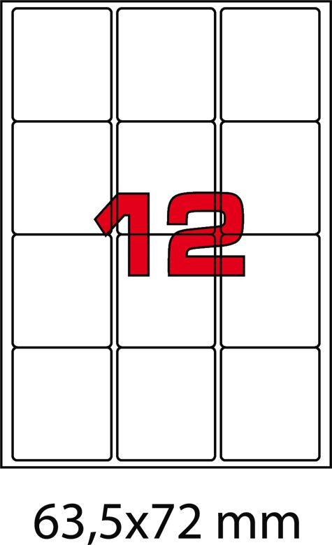wereinaristea EtichetteAutoadesive 63,5x72(72x63,5) Carta BIANCO, adesivo Permanente, per ink-jet ad alta risoluzione, carta COPRENTE OPACA da 90 grammi, su foglio A4 (210x297mm).