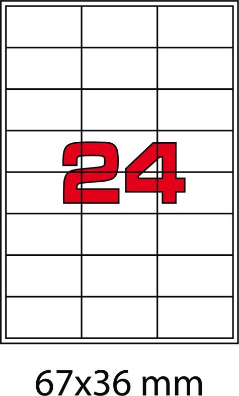 wereinaristea EtichetteAutoadesive, 67x36(36x67mm) Carta NERO, adesivo Permanente, angoli a spigolo, per ink-jet, laser e fotocopiatrici, su foglio A4 (210x297mm).